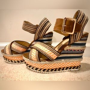 Woven Mix Print Wedges
